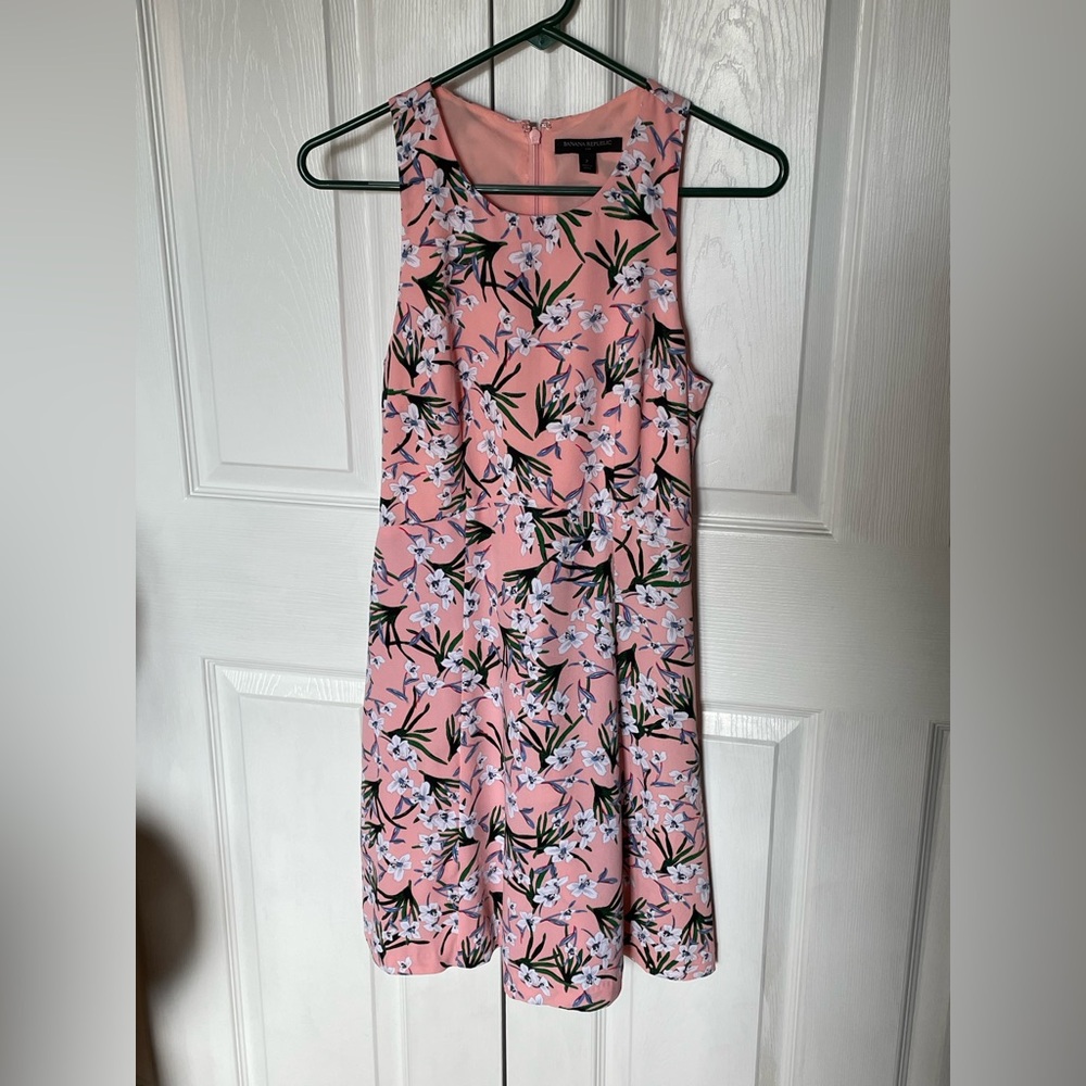 Banana Republic Pink Floral Midi Dress
